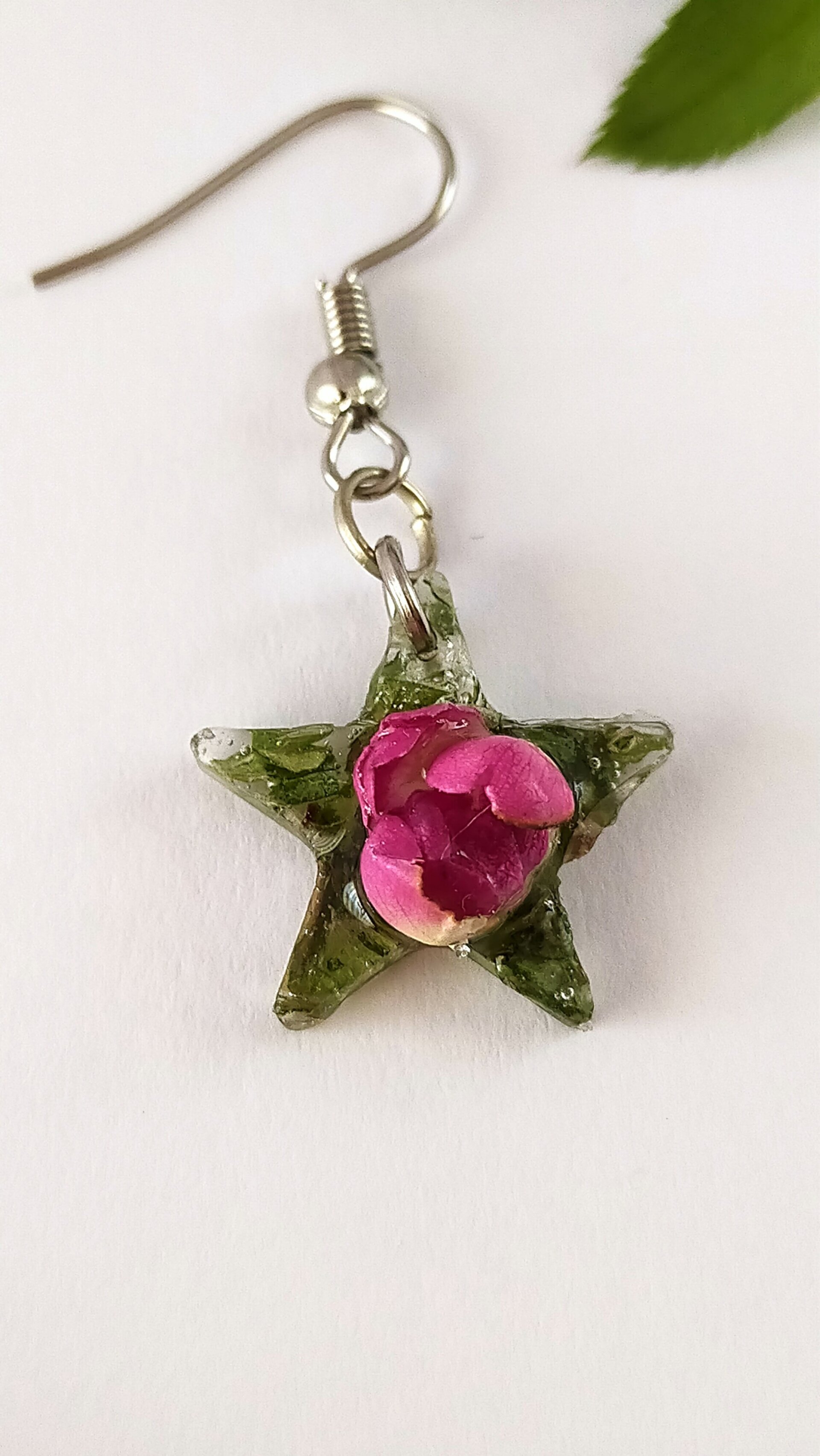 Pendientes Capullo de Rosa sobre Estrella - 4